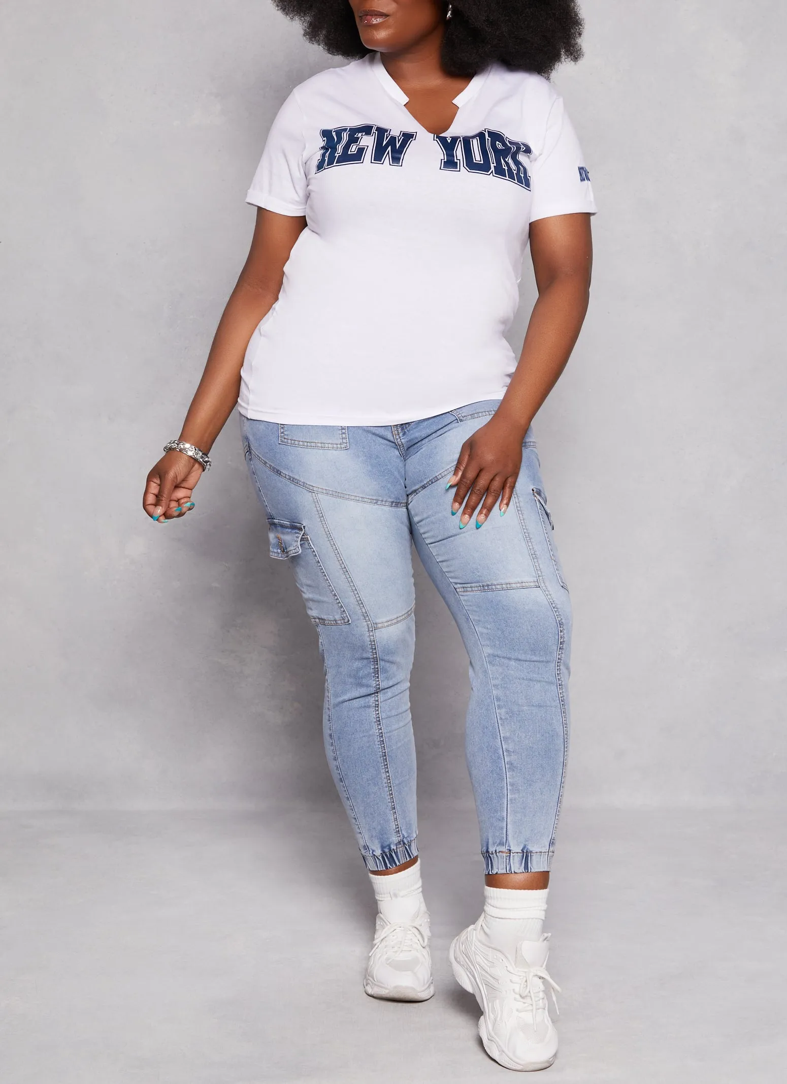 Plus Size New York Notch Neck T-Shirt sold by Rainbow product image thumbnail 2