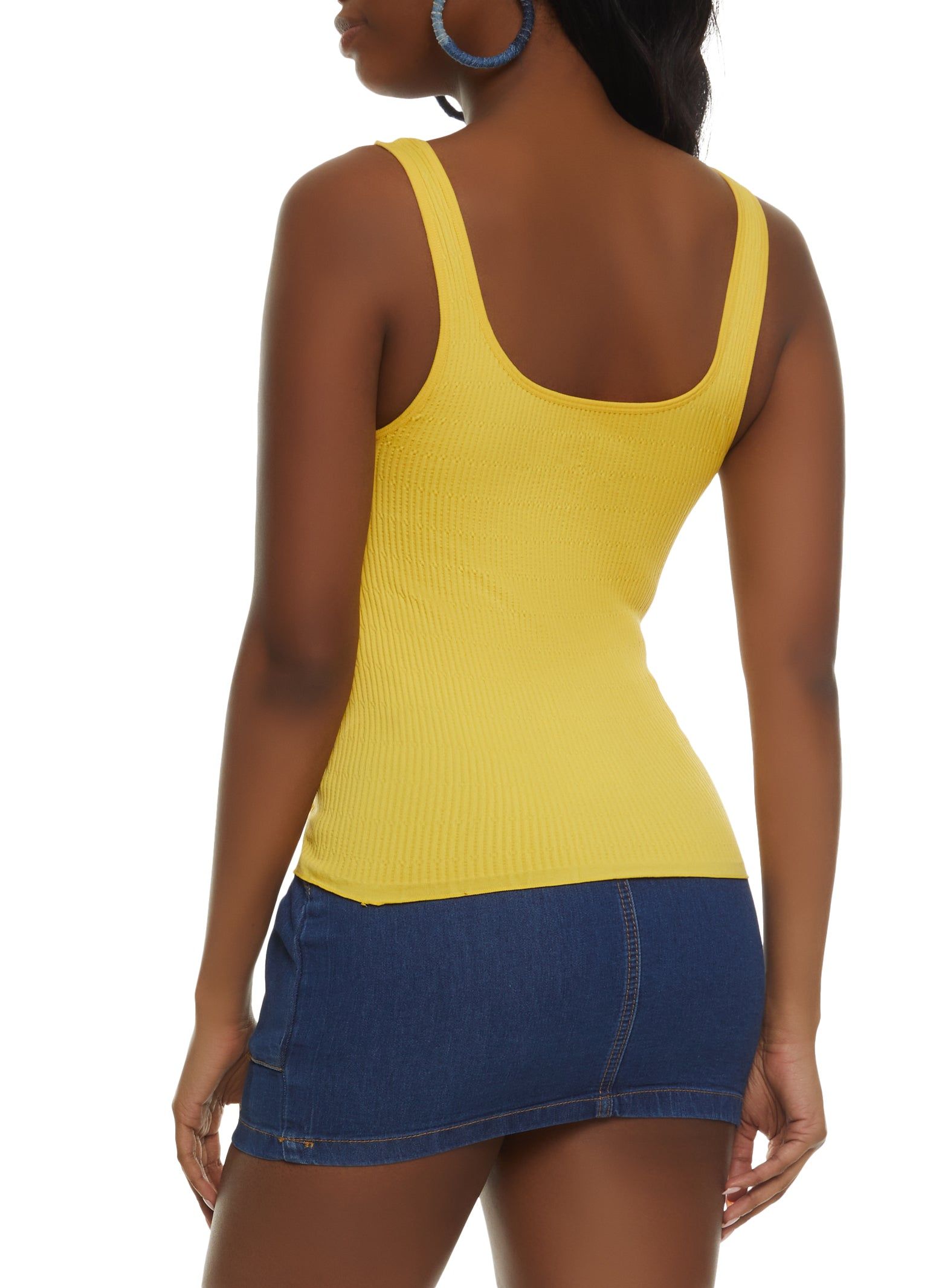 Seamless Ribbed Knit Lettuce Edge Tank Top sold by Rainbow product image thumbnail 2