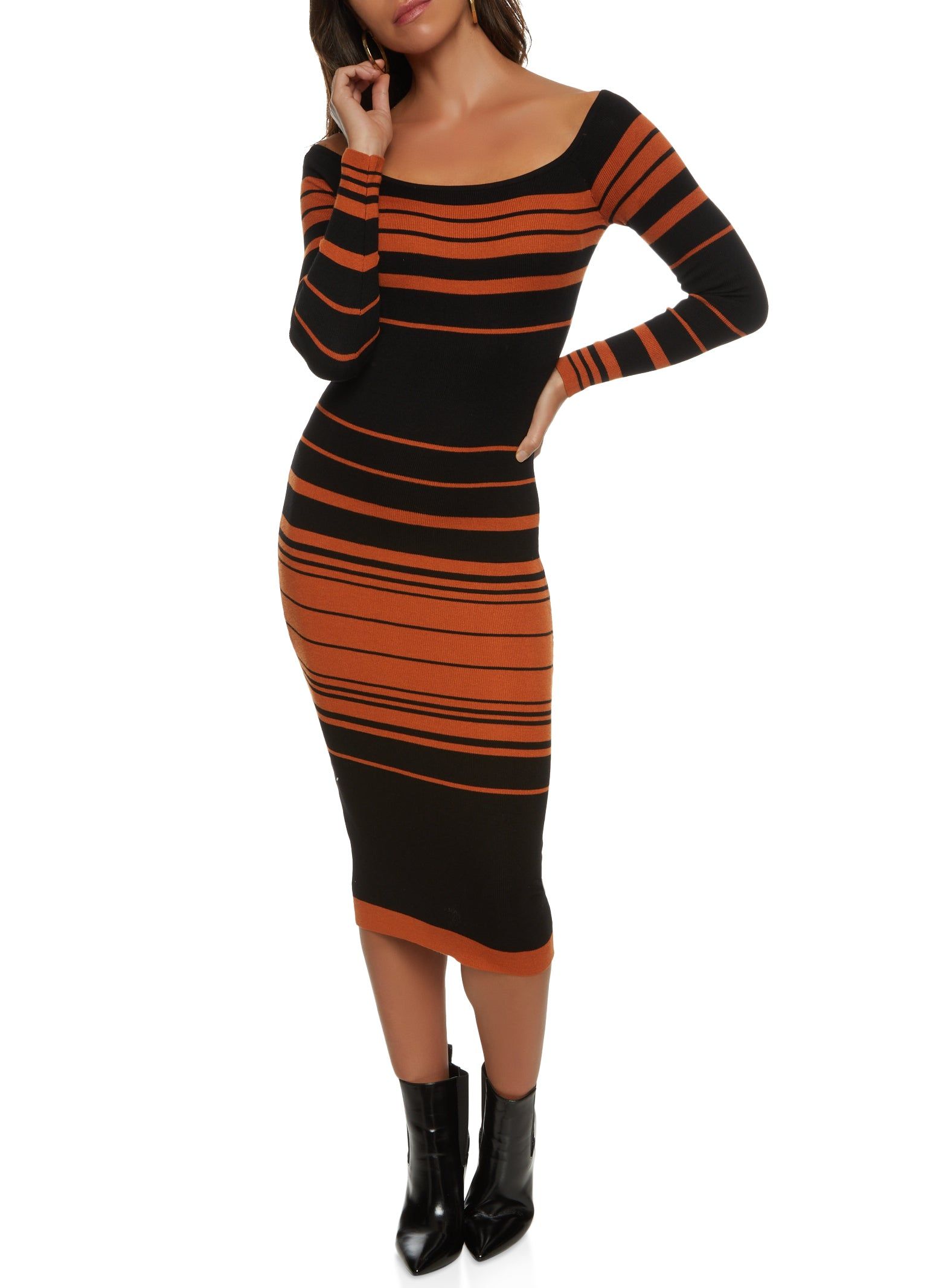 Striped Off the Shoulder Midi Dress sold by Rainbow product image thumbnail 2