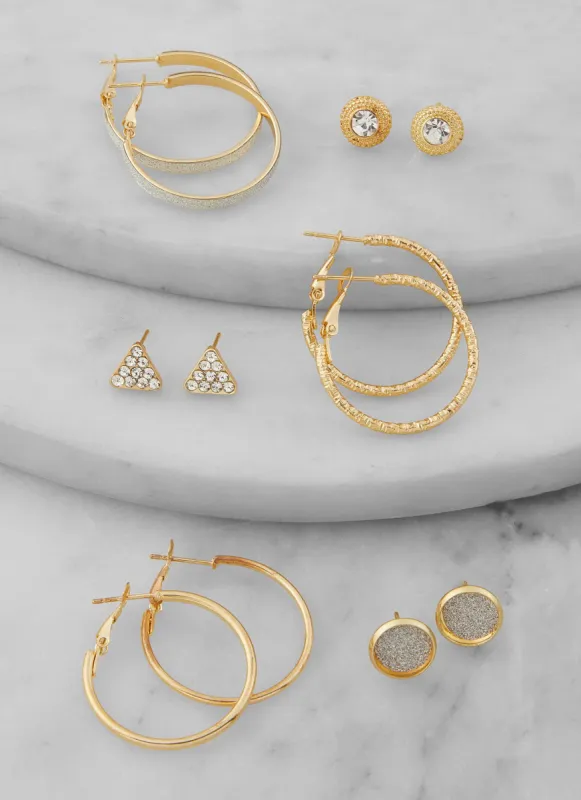 Assorted Stud and Hoop Earring Set of 6 sold by Rainbow