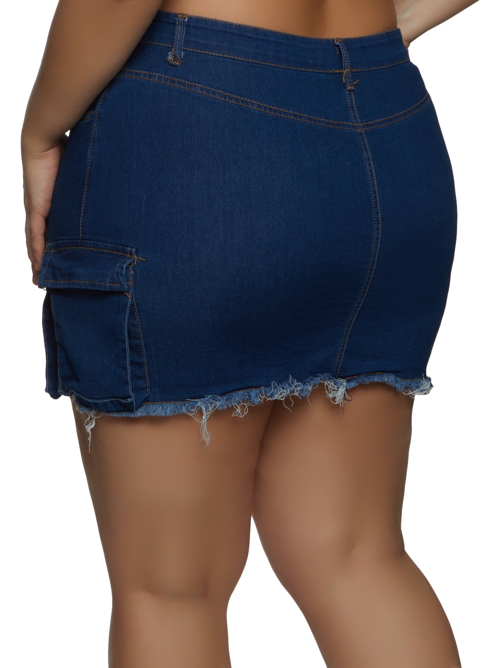 Plus Size Frayed Hem Cargo Pocket Mini Skirt sold by Rainbow product image thumbnail 2