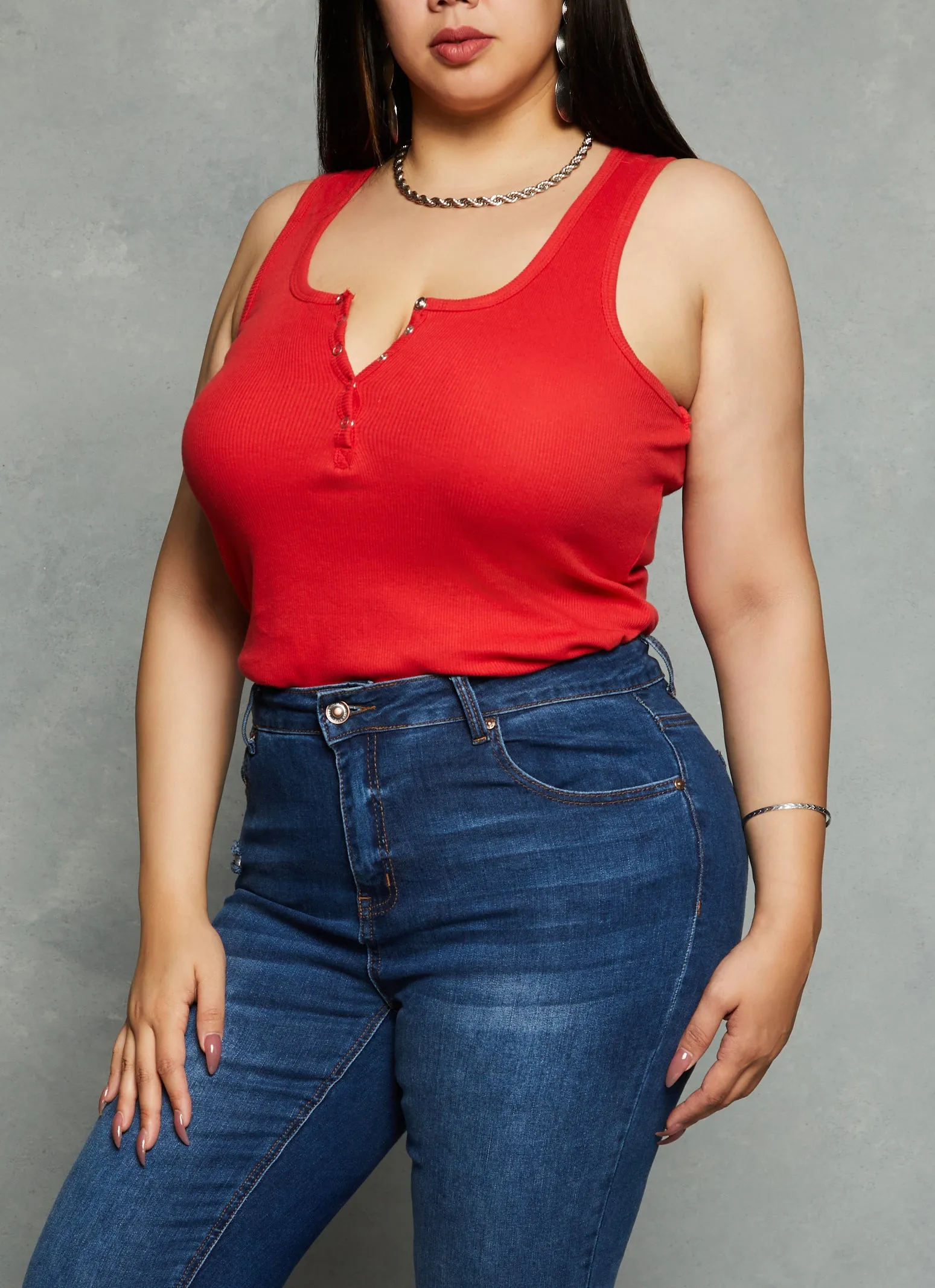 Plus Size Henley Tank Top sold by Rainbow product image thumbnail 2