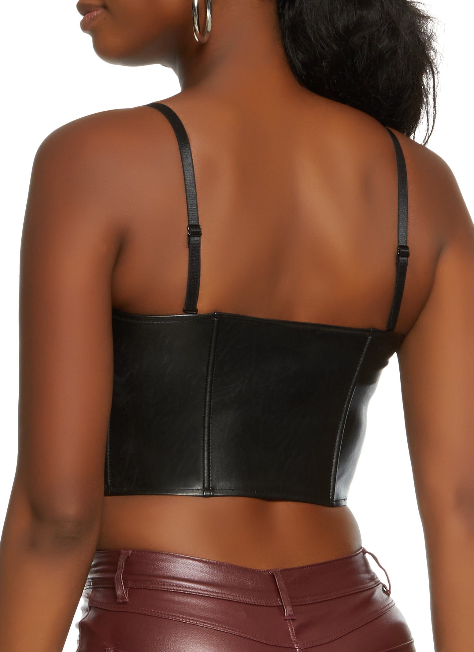 Faux Leather Zip Up Corset Crop Top sold by Rainbow product image thumbnail 2