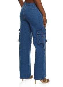 Denim Cargo Wide Leg Pants sold by Rainbow