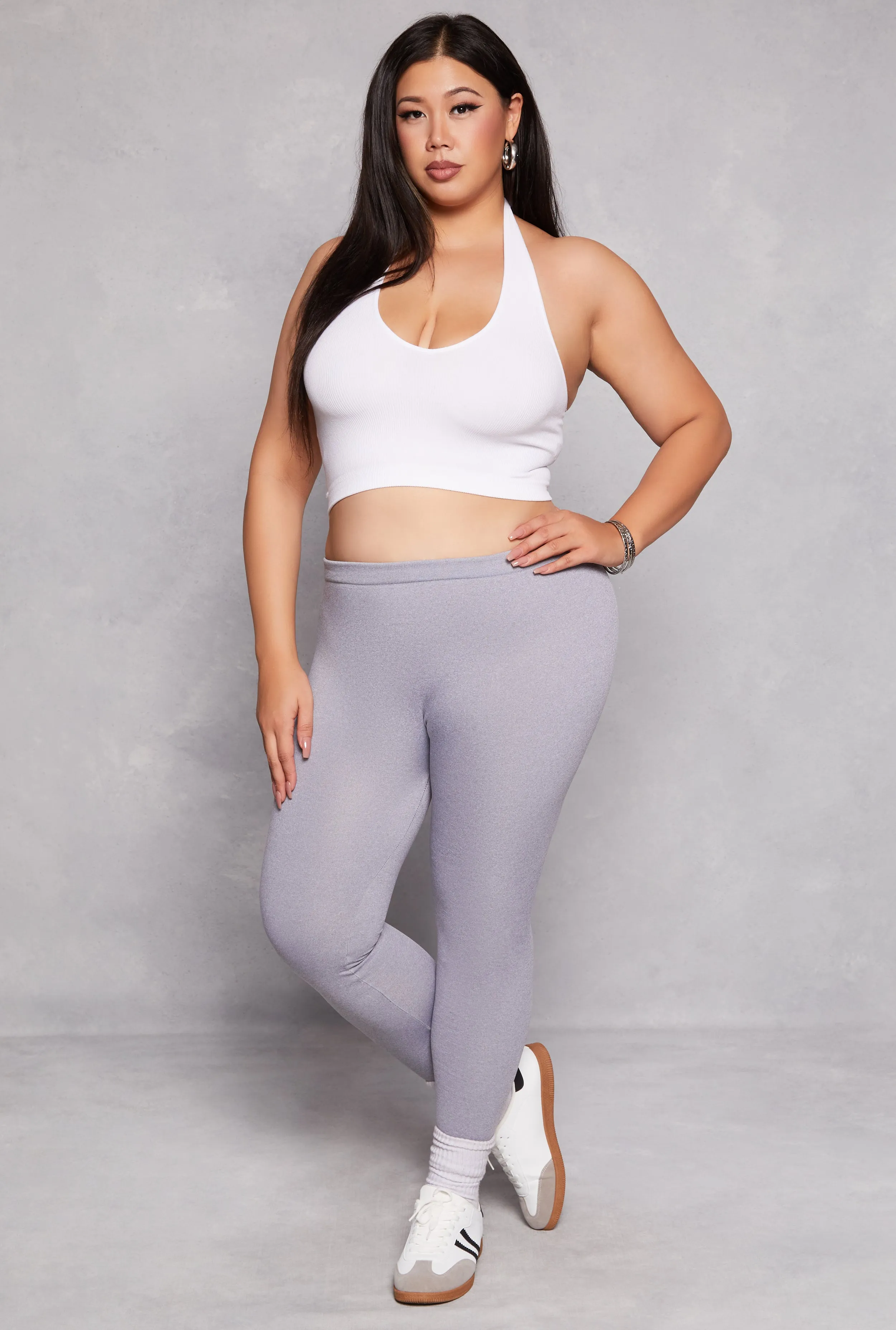 Plus Size Solid Fleece Leggings sold by Rainbow
