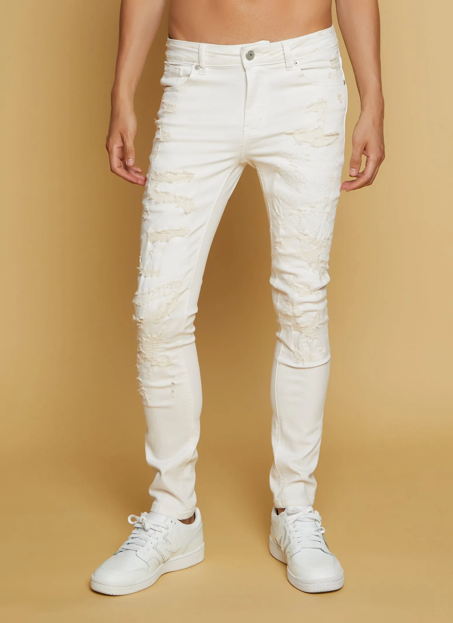 Mens Distressed Denim Skinny Fit Jeans sold by Rainbow product image thumbnail 2