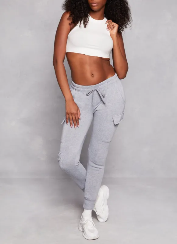 Fleece Drawstring Cargo Joggers sold by Rainbow