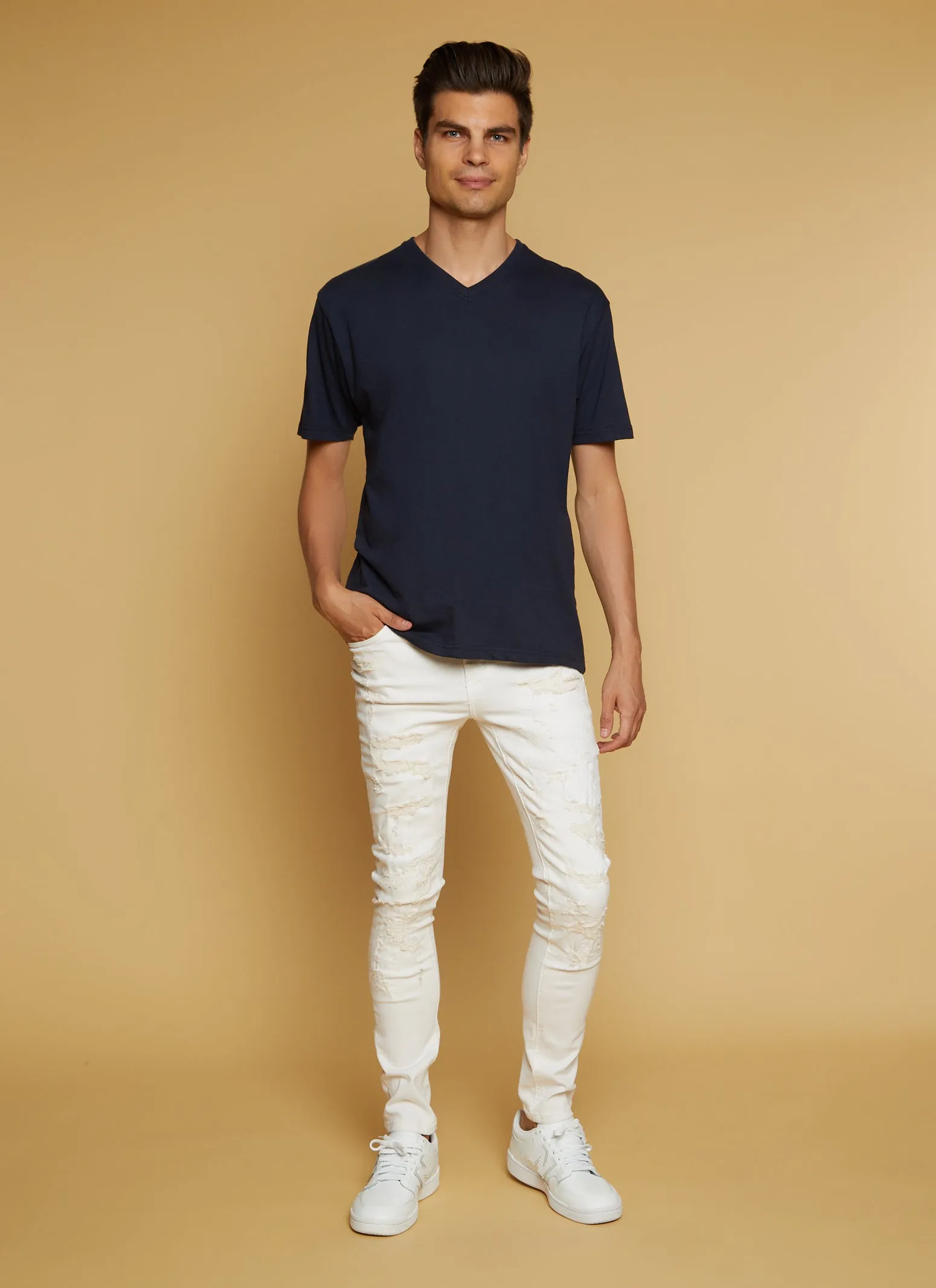 Mens Distressed Denim Skinny Fit Jeans sold by Rainbow