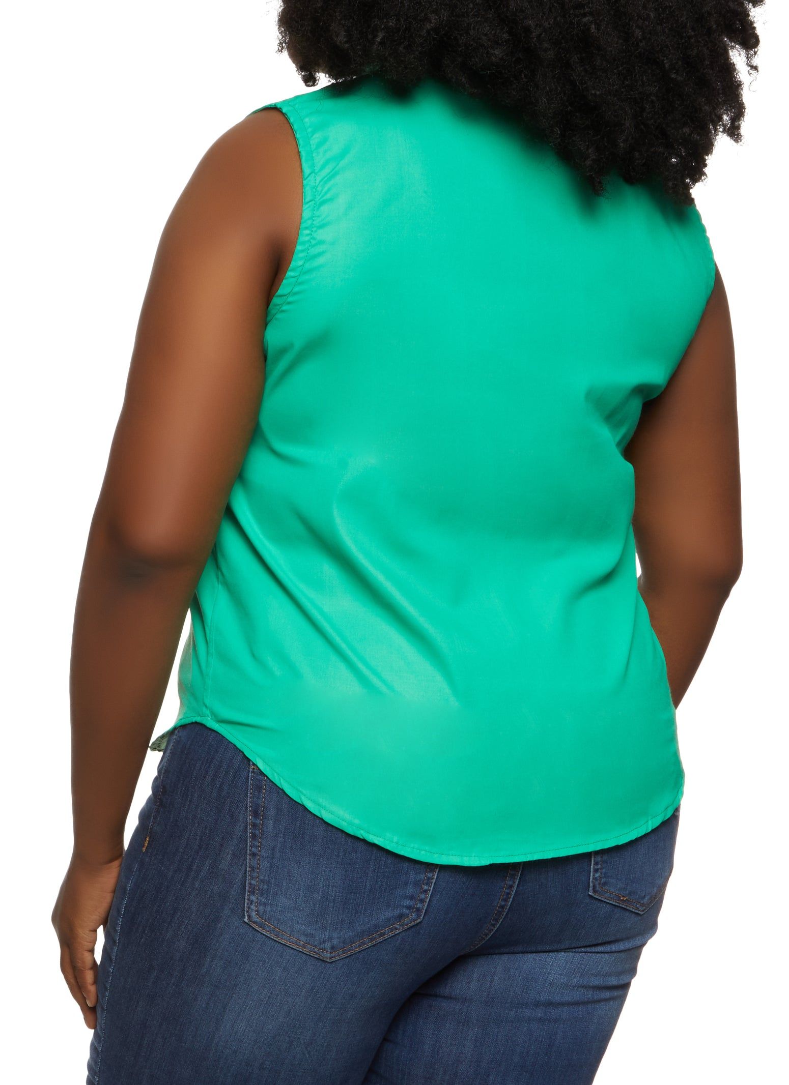 Plus Size Sleeveless Button Down Shirt sold by Rainbow product image thumbnail 2