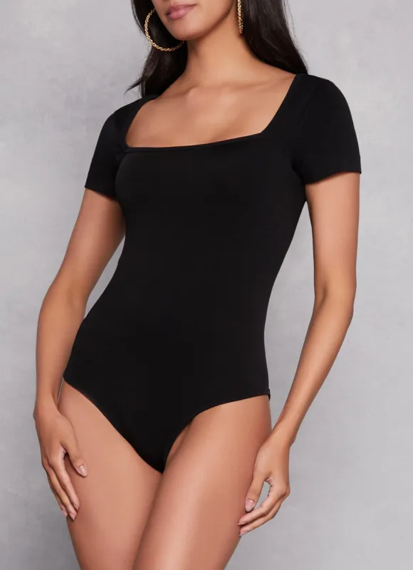 Seamless Square Neck Short Sleeve Bodysuit sold by Rainbow