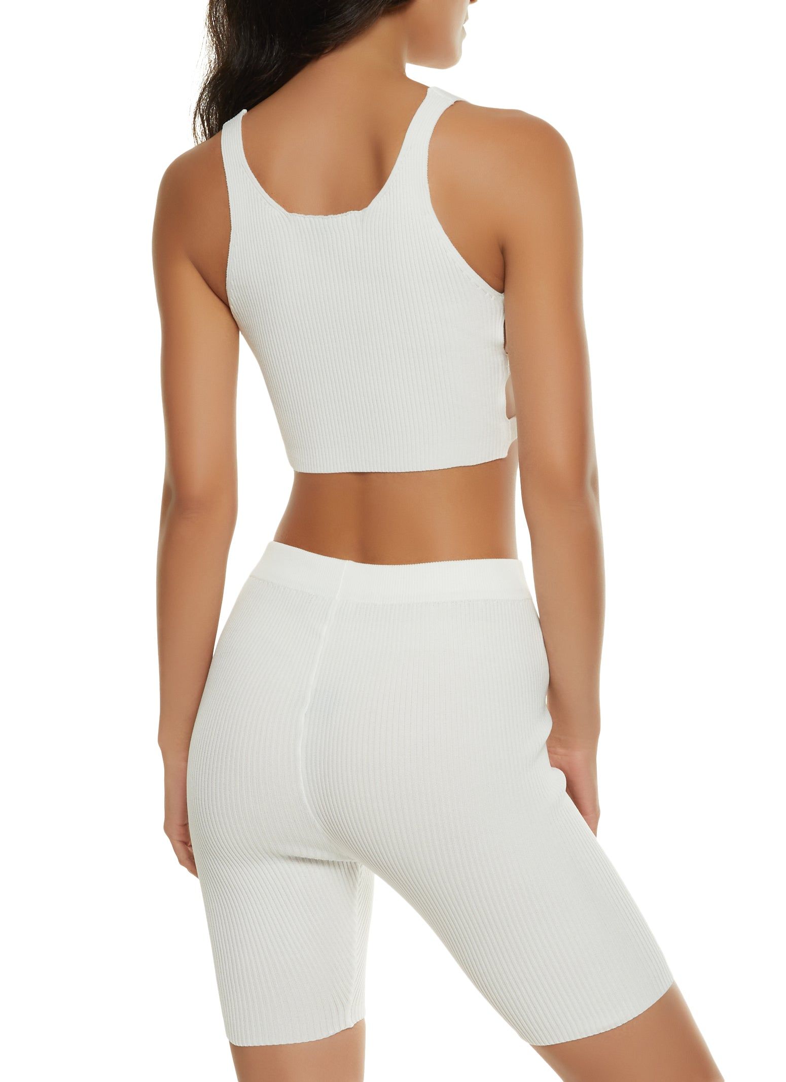 Rib Knit Cut Out Crop Top and Shorts Set sold by Rainbow product image thumbnail 2