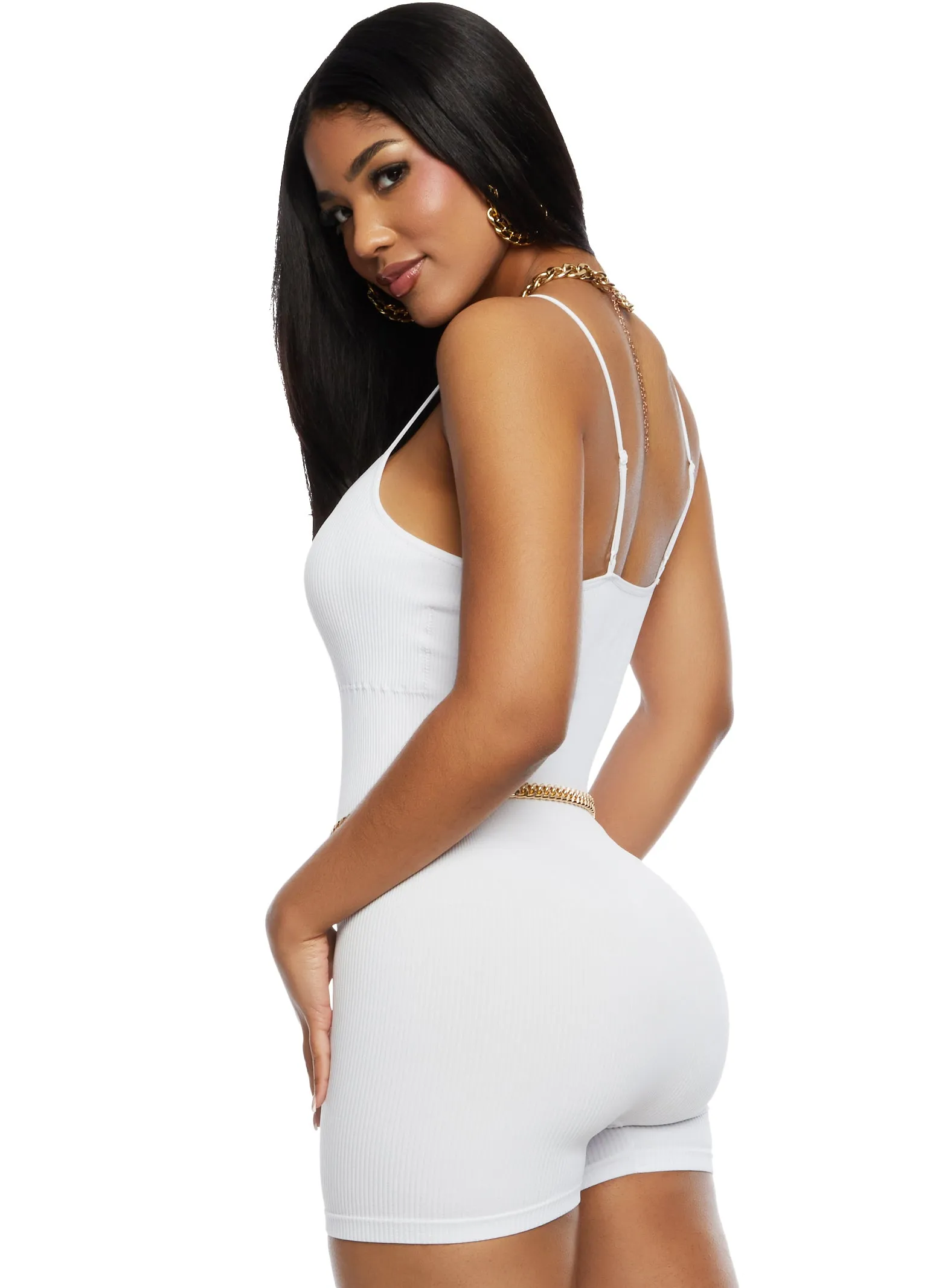 Seamless Ribbed Scoop Neck Cami Romper sold by Rainbow product image thumbnail 3