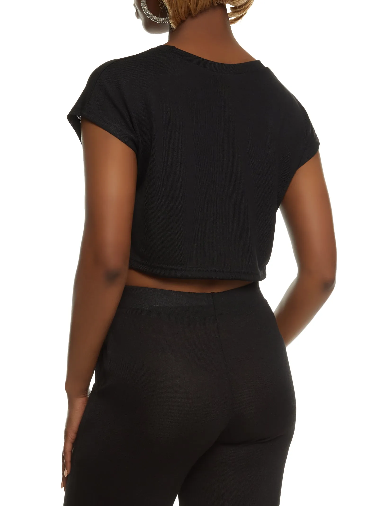 Daisy Brushed Knit Cap Sleeve Crop Top sold by Rainbow product image thumbnail 3