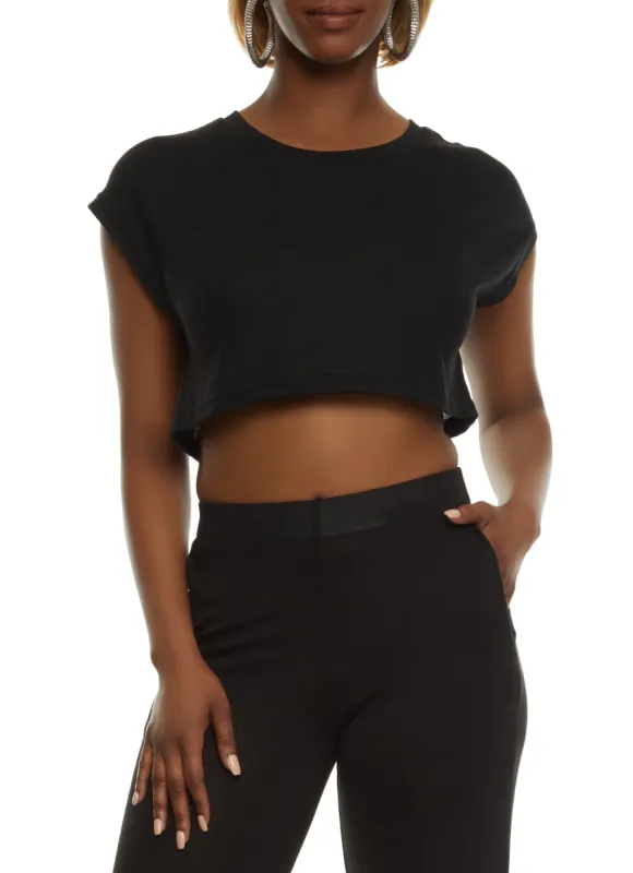 Daisy Brushed Knit Cap Sleeve Crop Top sold by Rainbow
