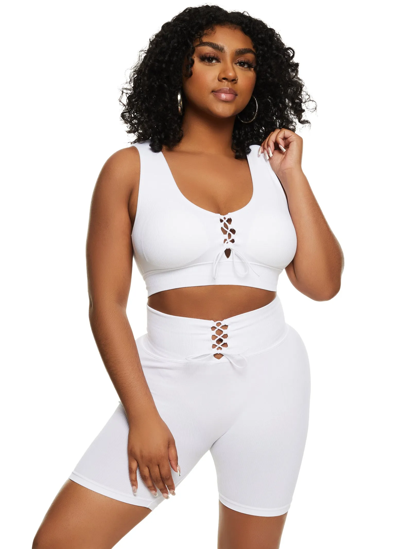 Seamless Lace Up Front Crop Top sold by Rainbow product image thumbnail 2