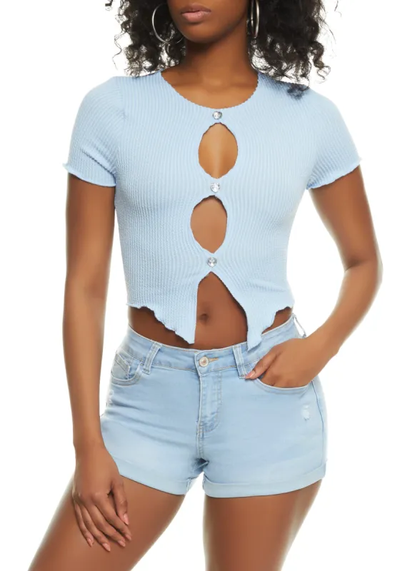 Cut Out Short Sleeve Crop Top sold by Rainbow