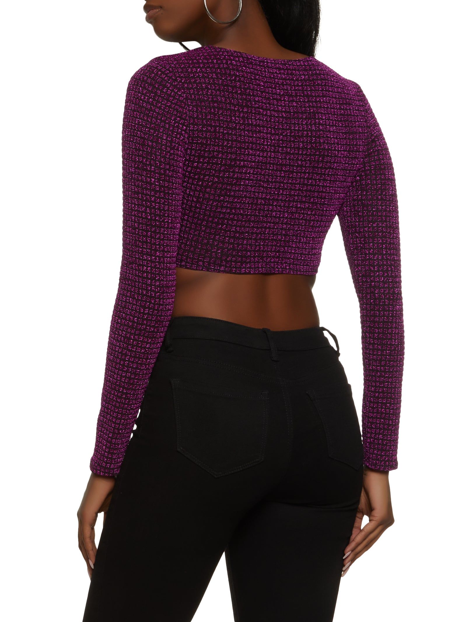 Lurex Long Sleeve Crop Top sold by Rainbow product image thumbnail 2