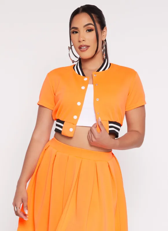 Daisy Short Sleeve Cropped Bomber Jacket sold by Rainbow