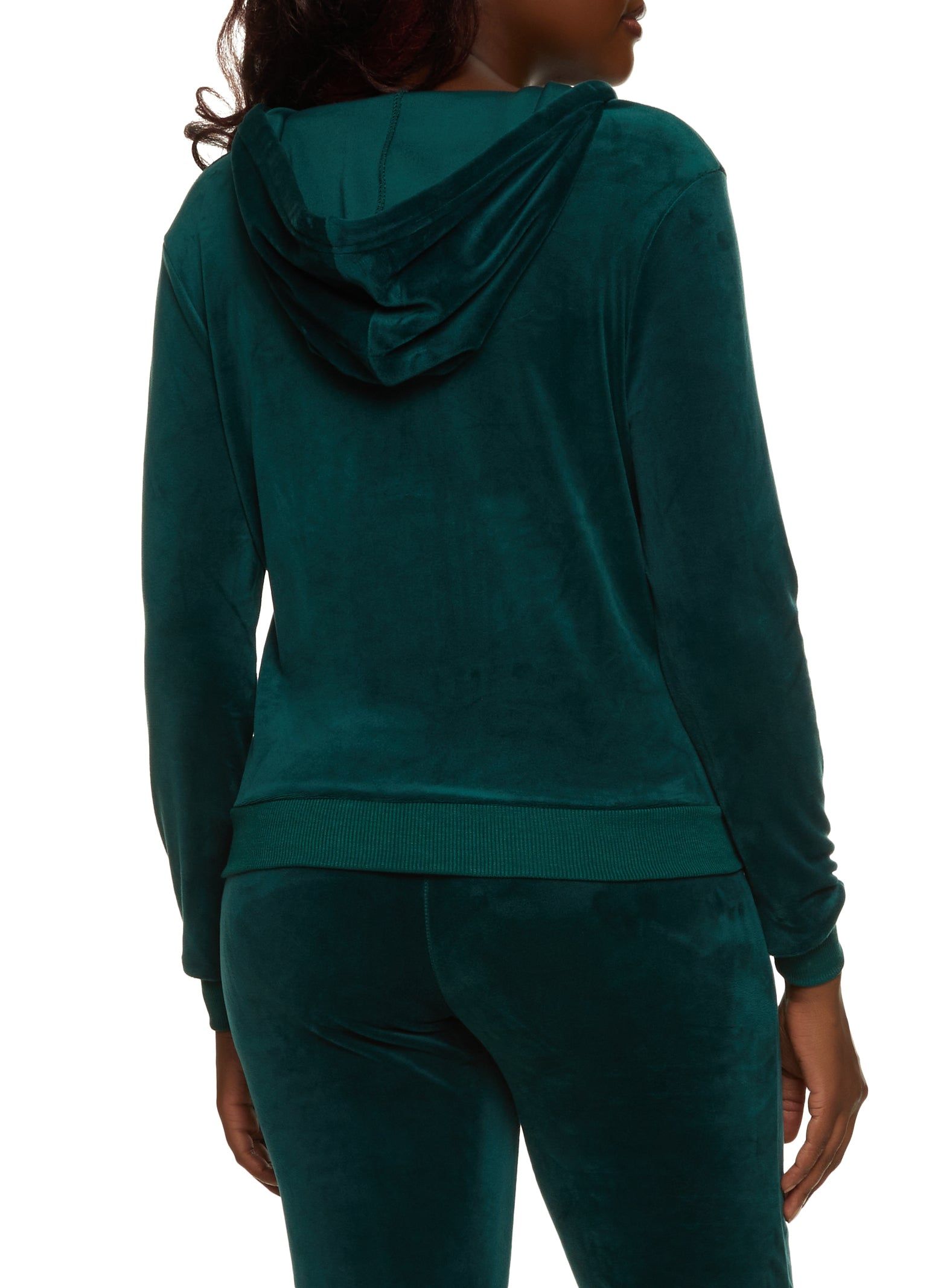 Solid Velour Zip Front Hoodie sold by Rainbow product image thumbnail 3