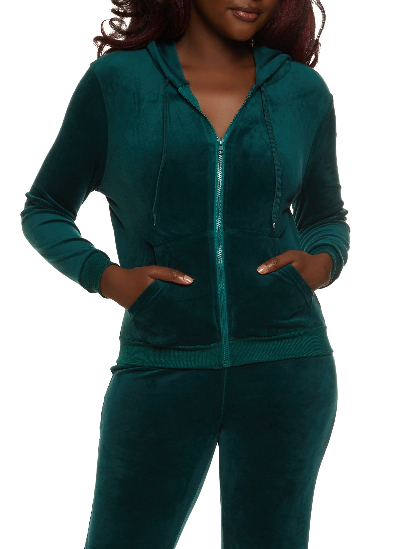 Solid Velour Zip Front Hoodie sold by Rainbow