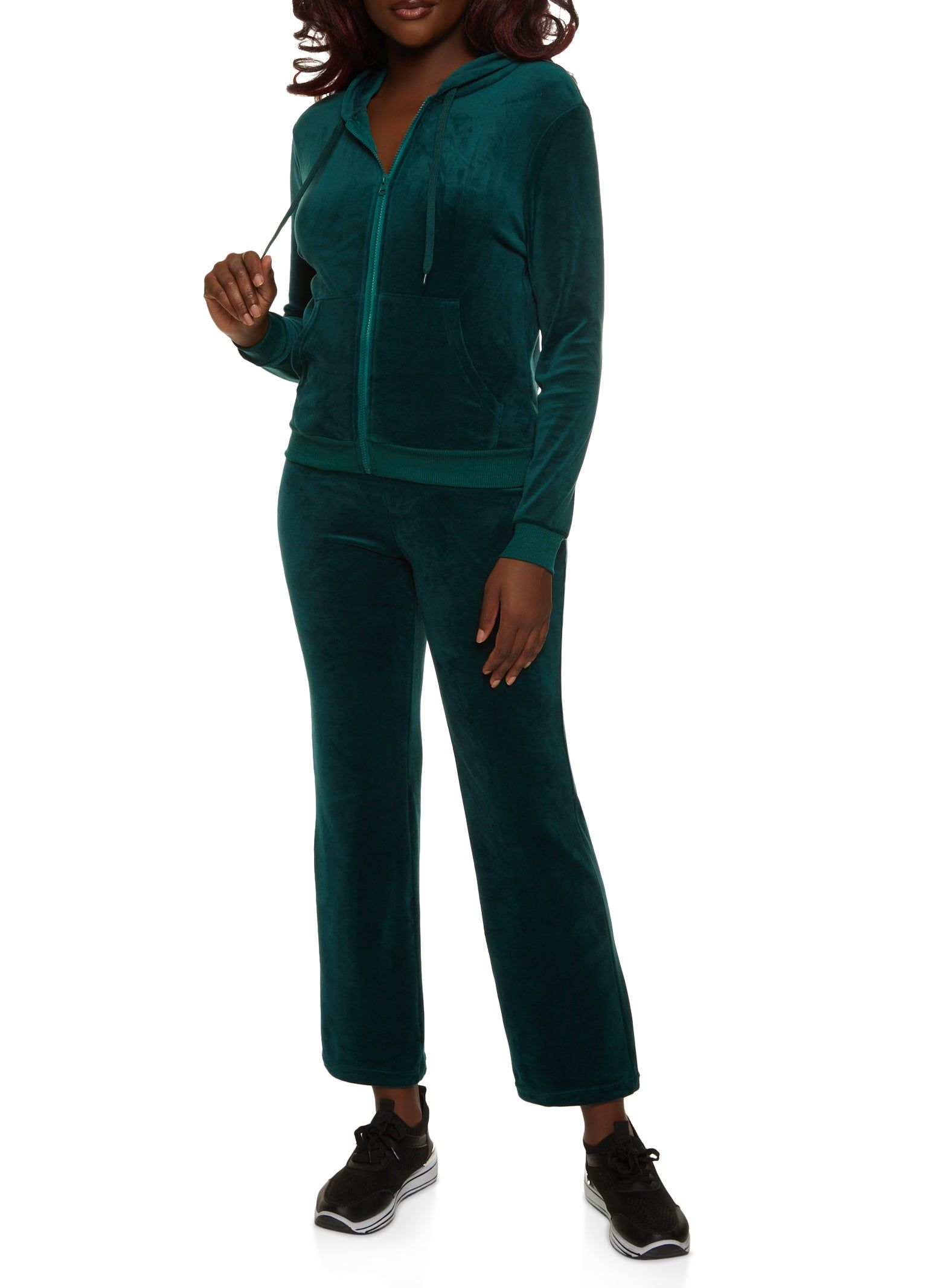 Solid Velour Zip Front Hoodie sold by Rainbow product image thumbnail 2