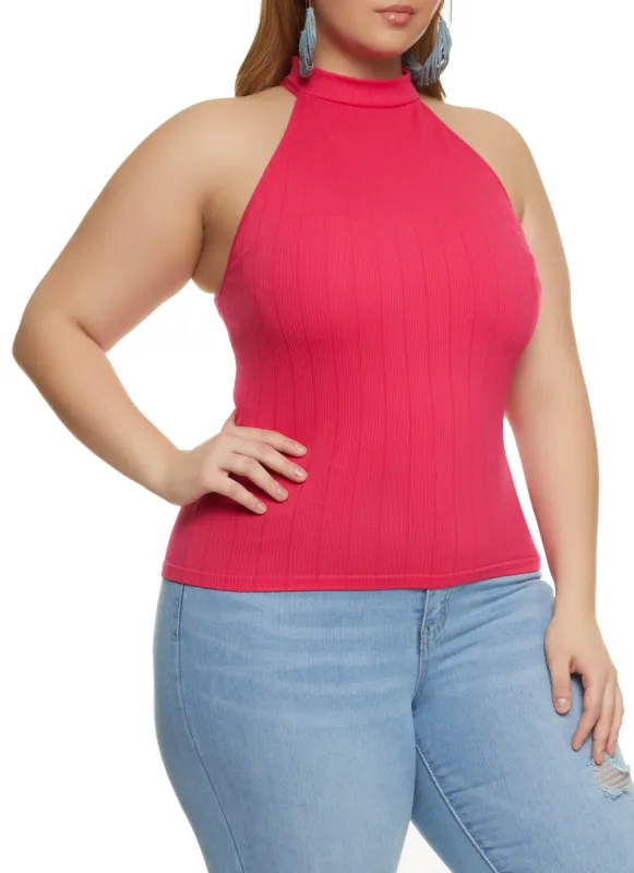Plus Size Seamless Rib Knit Sleeveless Top sold by Rainbow