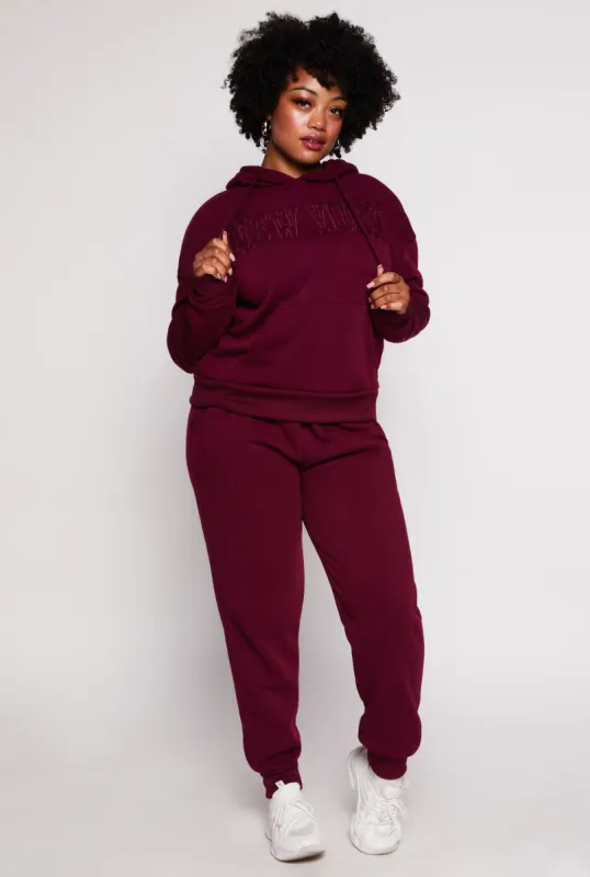 Plus Size Solid Fleece High Waist Drawstring Joggers sold by Rainbow
