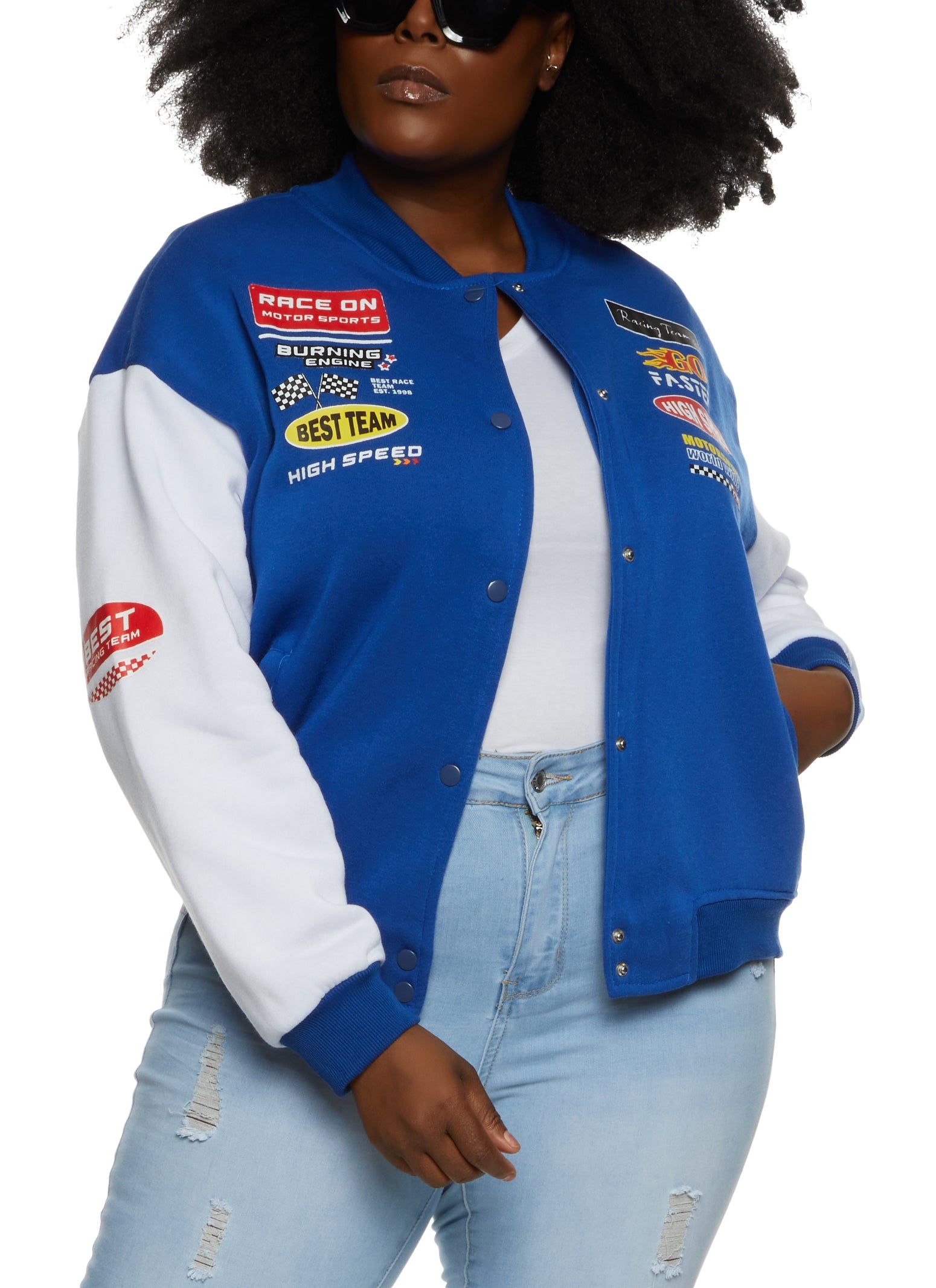 Plus Size Street Racing Bomber Jacket sold by Rainbow