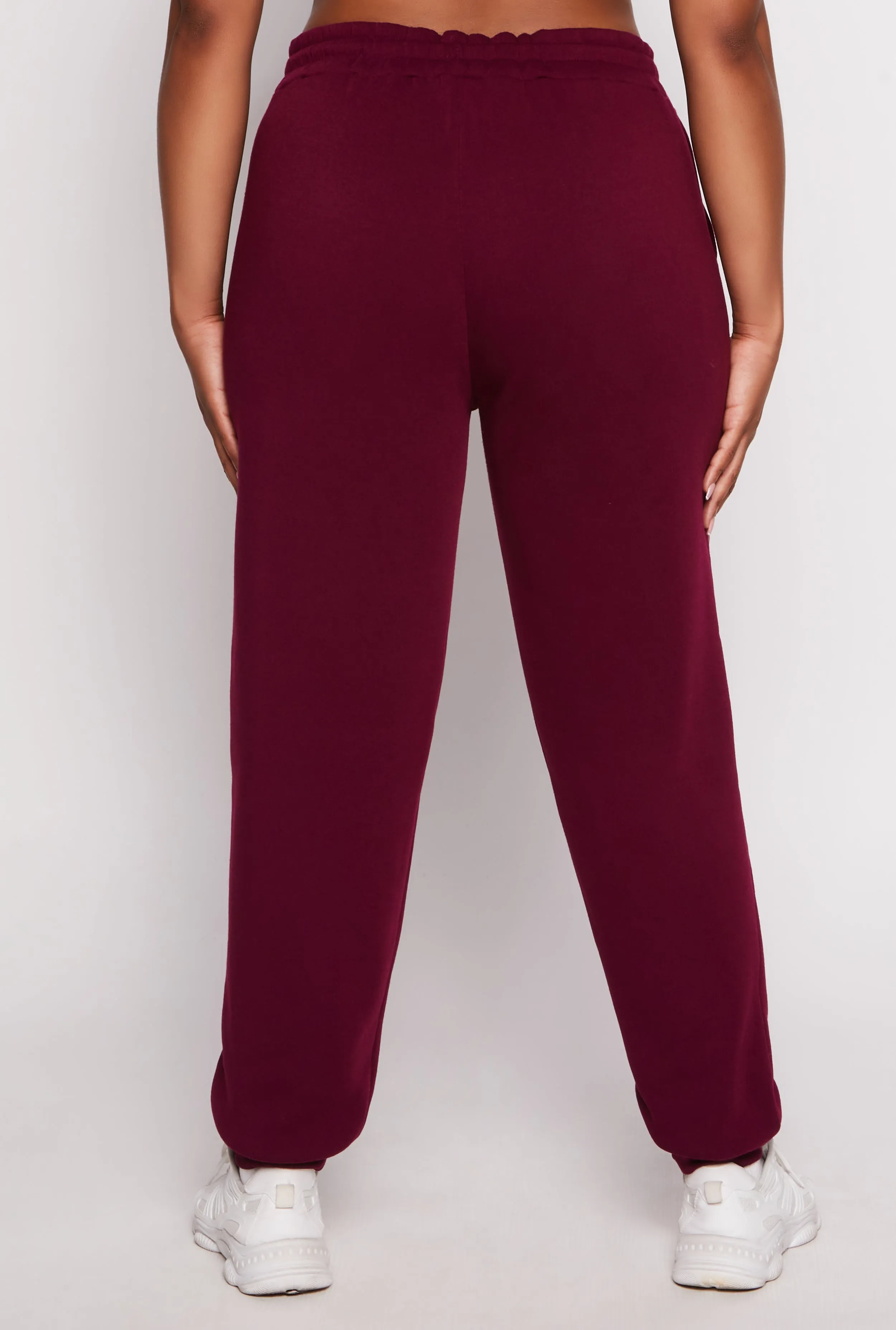 Plus Size Solid Fleece High Waist Drawstring Joggers sold by Rainbow product image thumbnail 3