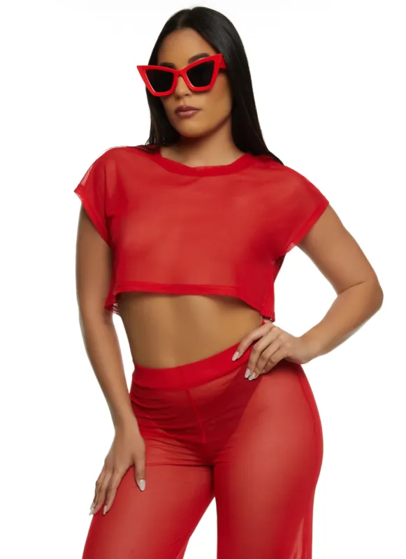 Daisy Sheer Mesh Crop Top sold by Rainbow