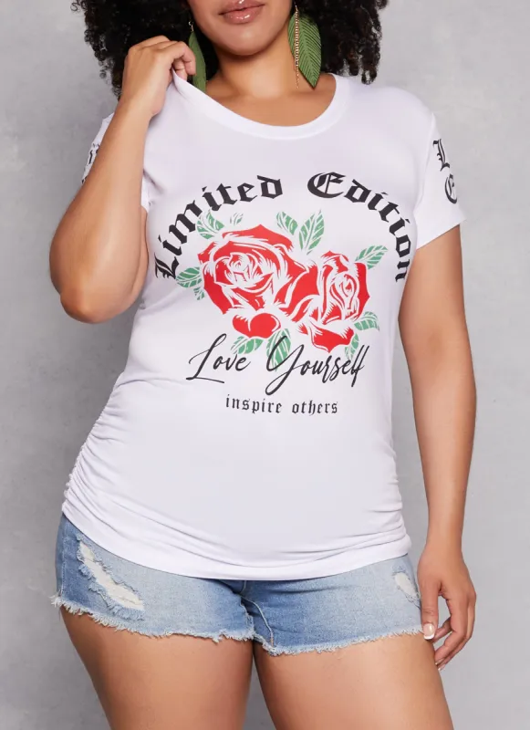 Plus Size Limited Edition Rose Graphic Tee sold by Rainbow