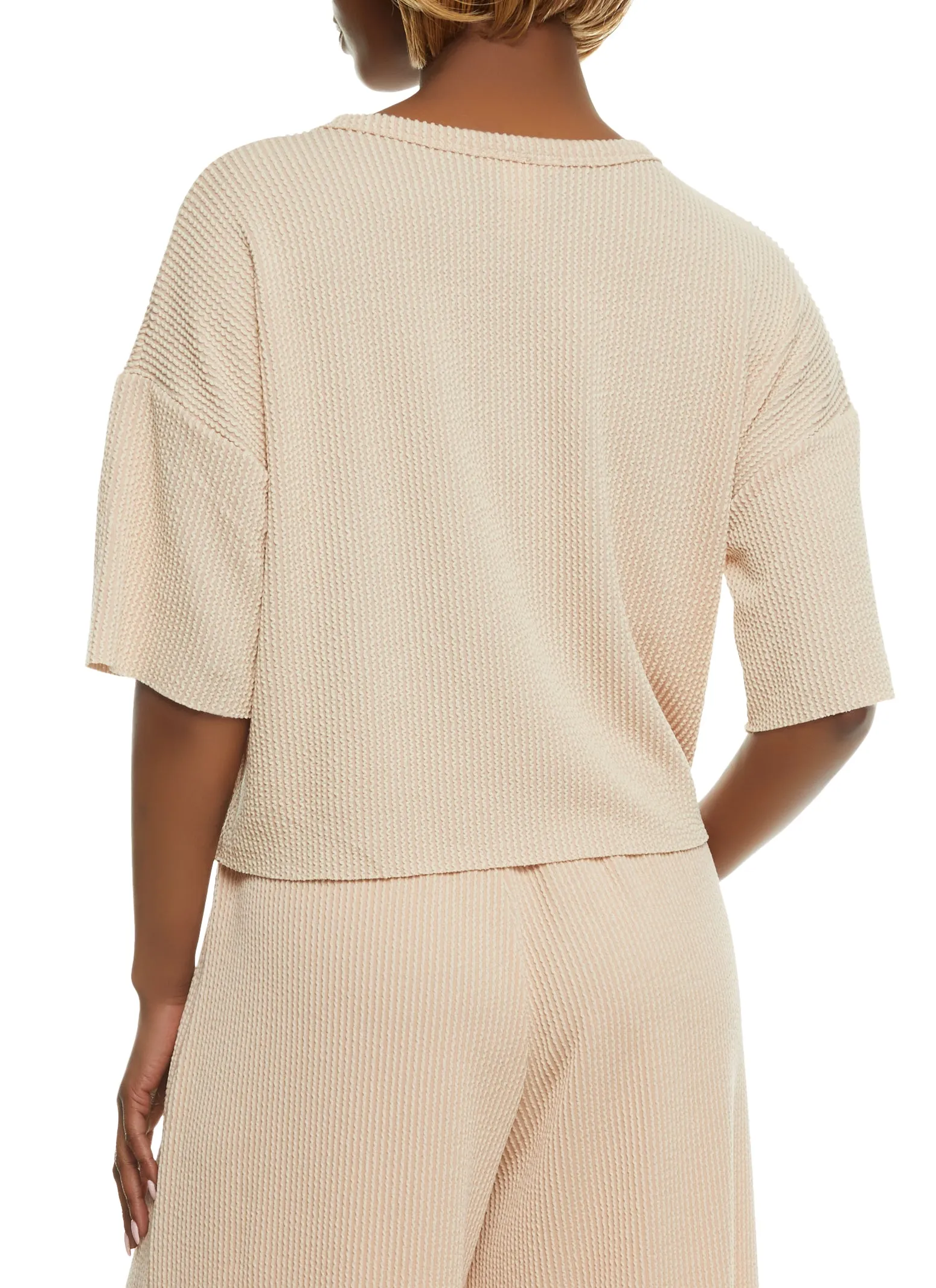 Textured Ribbed Knit Crew Neck Top sold by Rainbow product image thumbnail 3