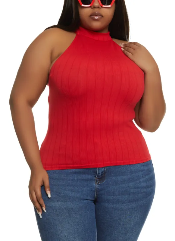 Plus Size Seamless Rib Knit Sleeveless Top sold by Rainbow