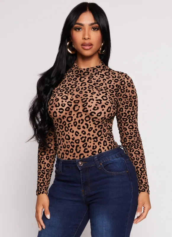 Patterned Velvet Burnout Mesh Top sold by Rainbow