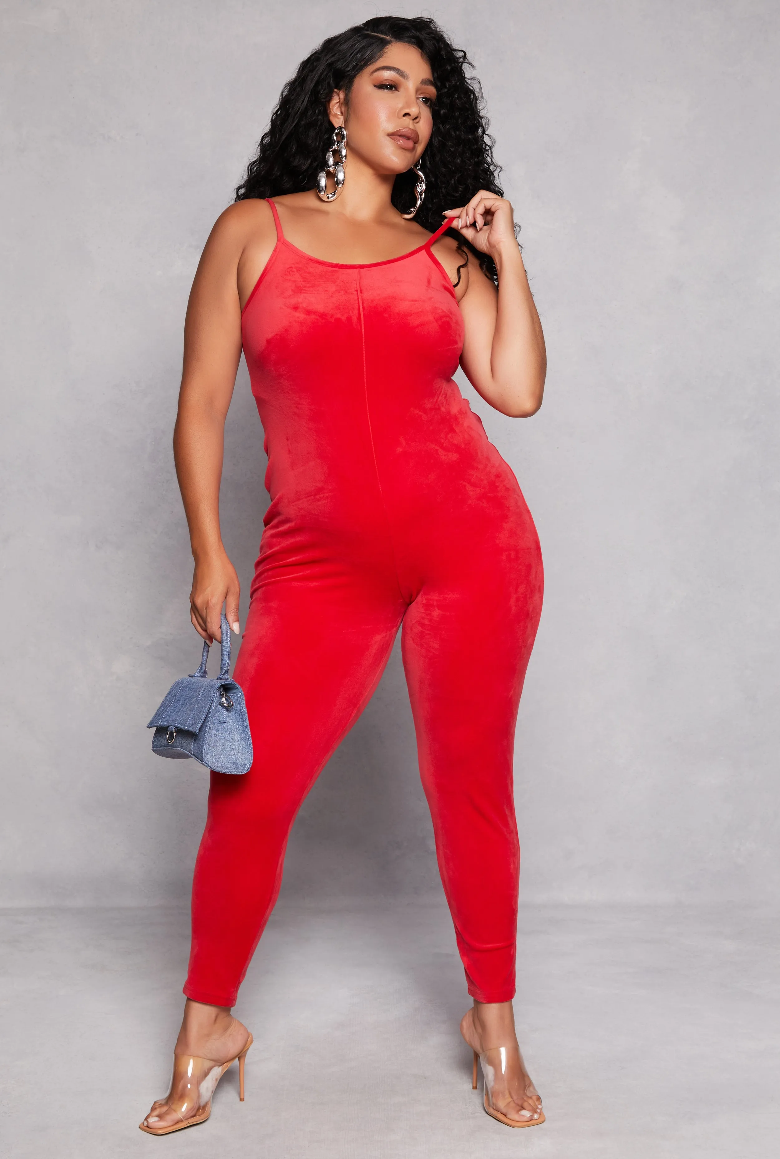 Plus Size Velour Cami Catsuit sold by Rainbow