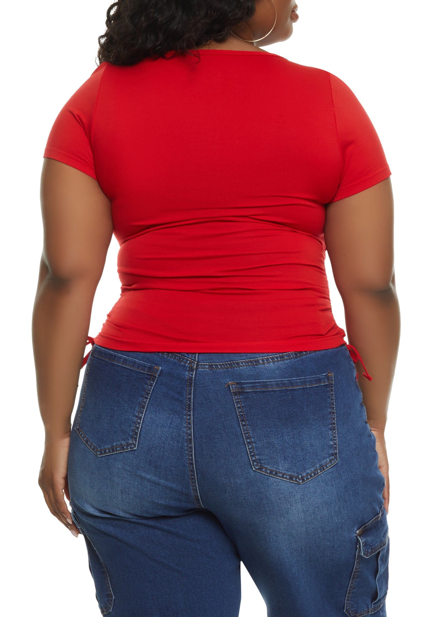 Plus Size Scoop Neck Ruched Side T Shirt sold by Rainbow product image thumbnail 2