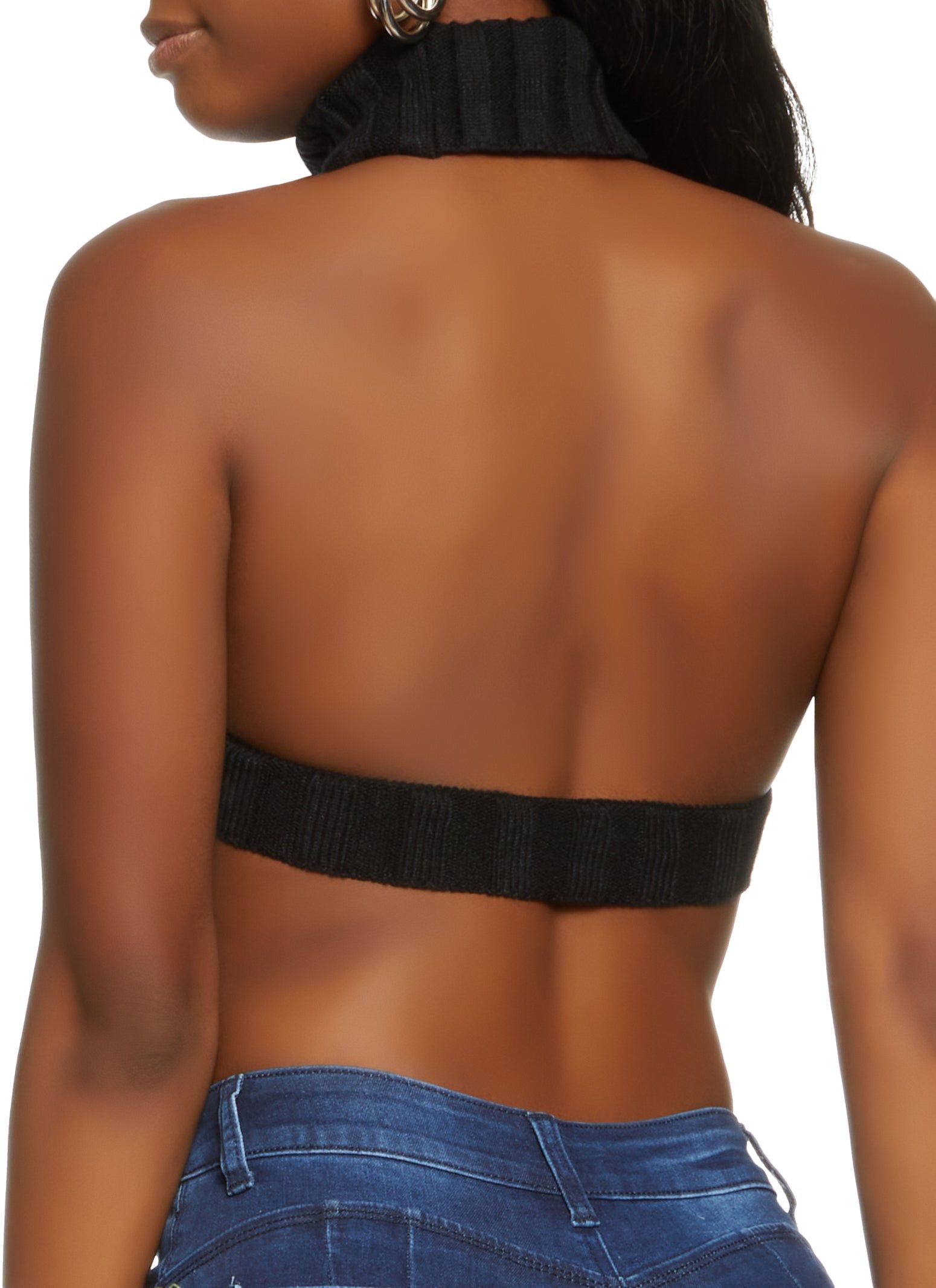 Rib Knit Turtleneck Keyhole Halter Top sold by Rainbow product image thumbnail 2