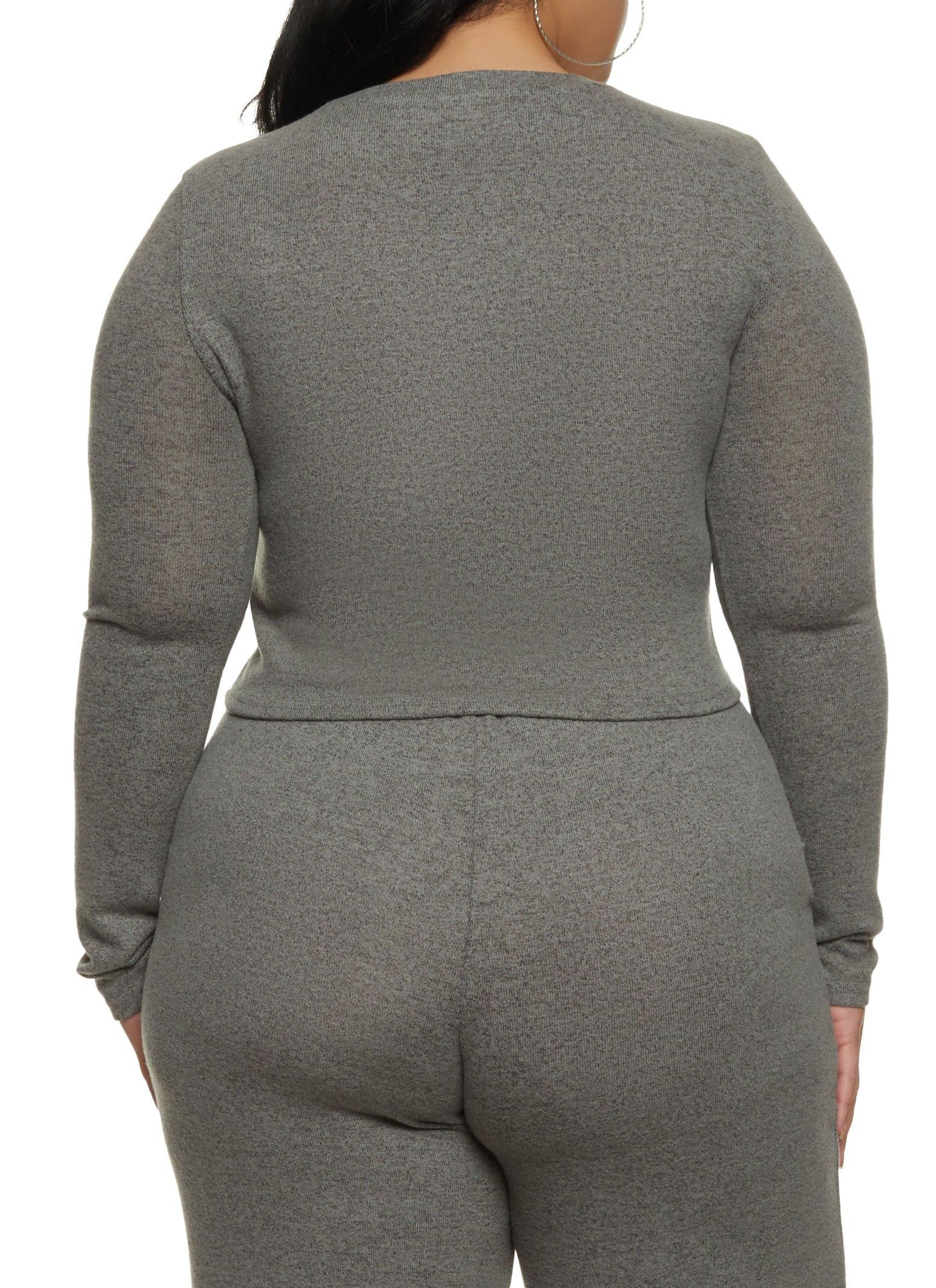 Plus Size Brushed Knit Long Sleeve Crop Top sold by Rainbow product image thumbnail 3