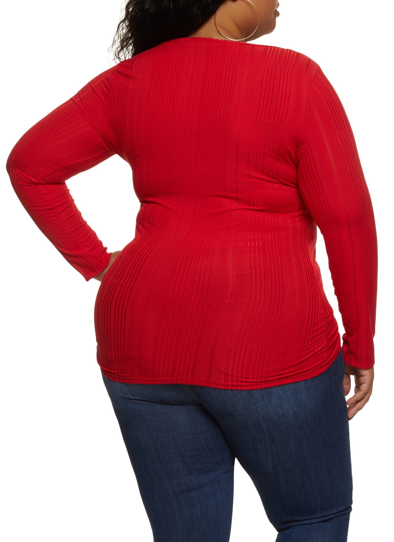 Plus Size Ribbed Knit Long Sleeve Ruched Top sold by Rainbow product image thumbnail 2