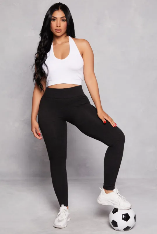 Fleece Textured Waistband Leggings sold by Rainbow