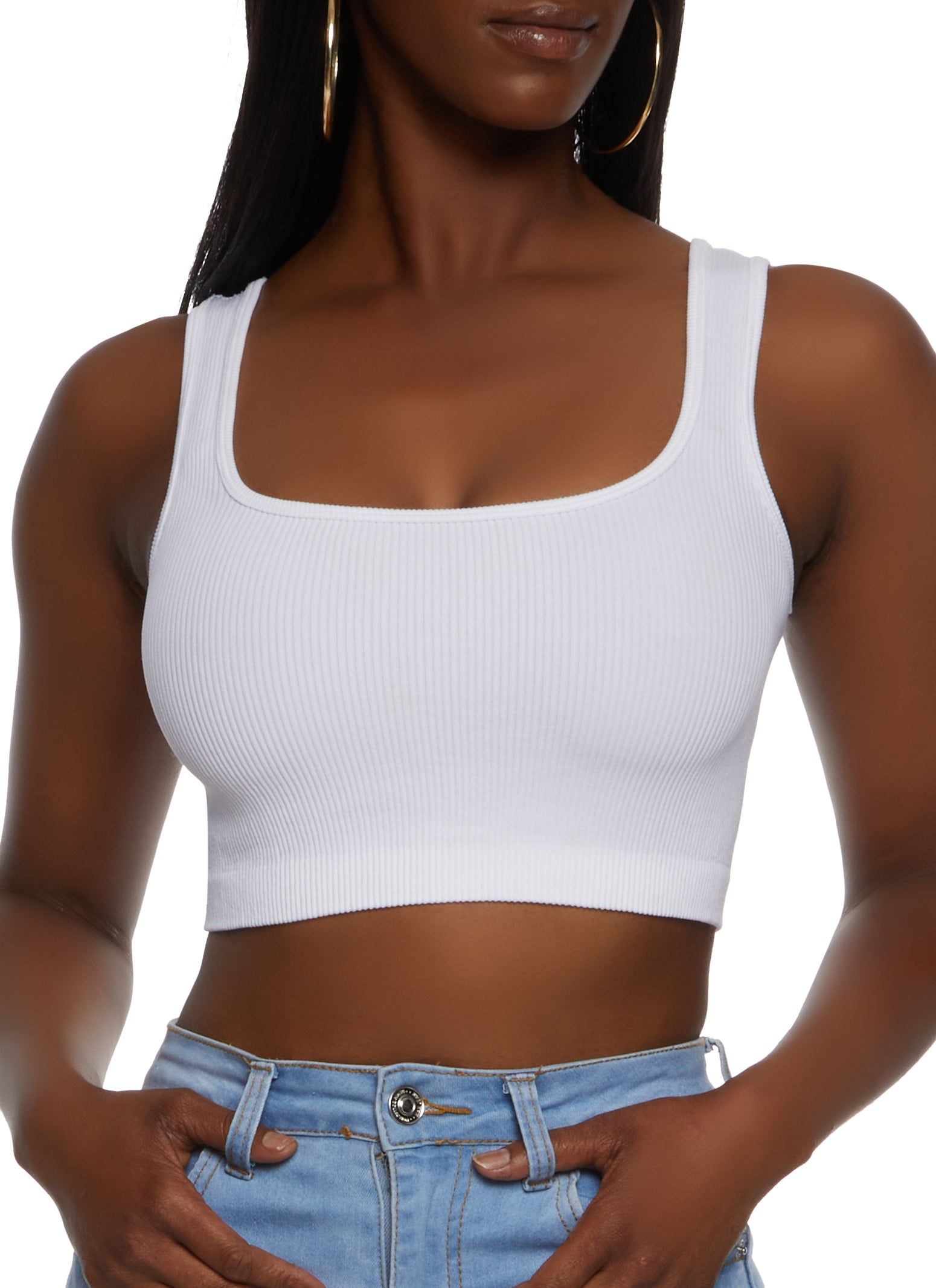 Compression Ribbed Cropped Tank Top sold by Rainbow