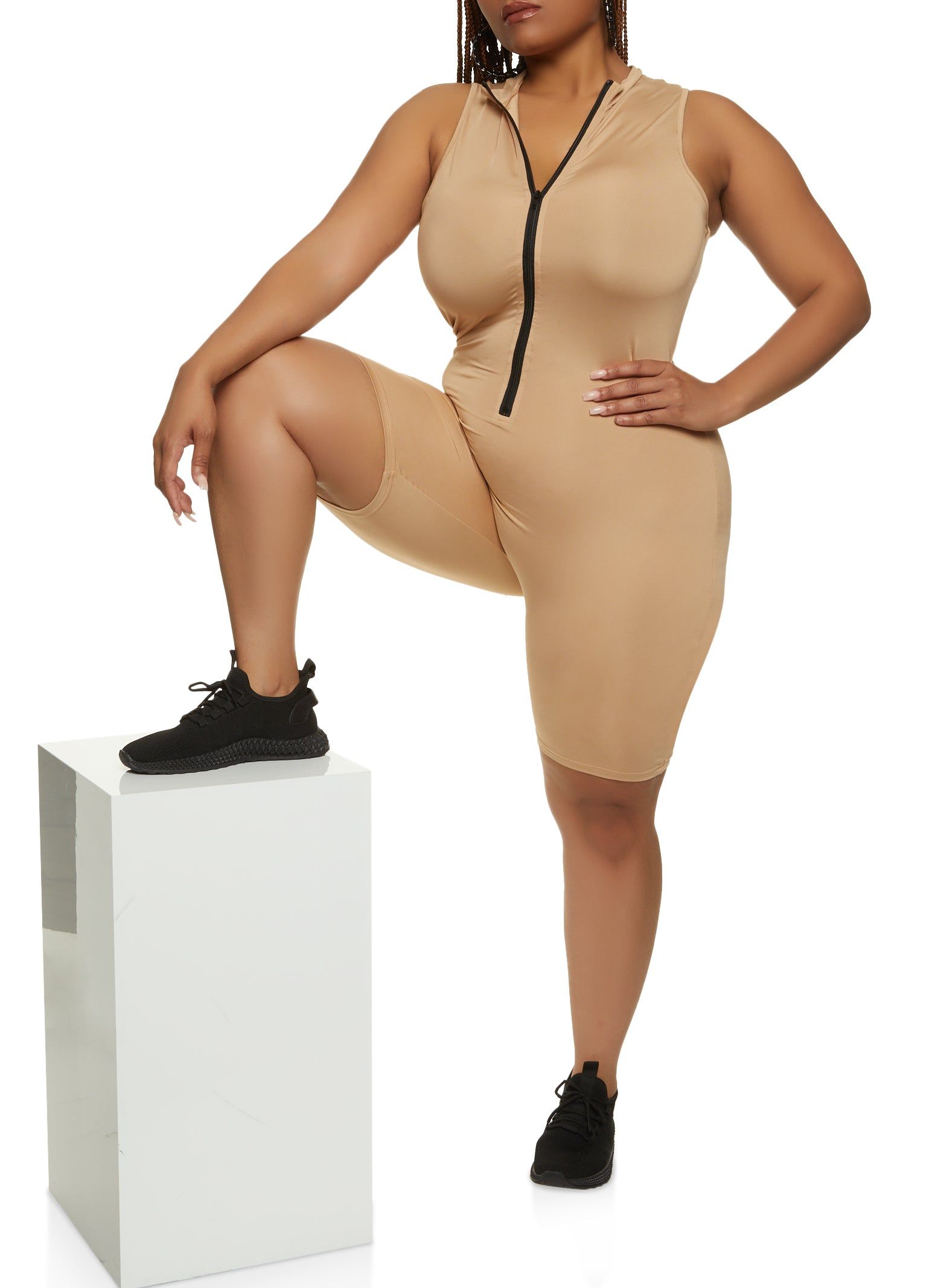 Plus Contrast Zip Biker Romper sold by Rainbow product image thumbnail 2