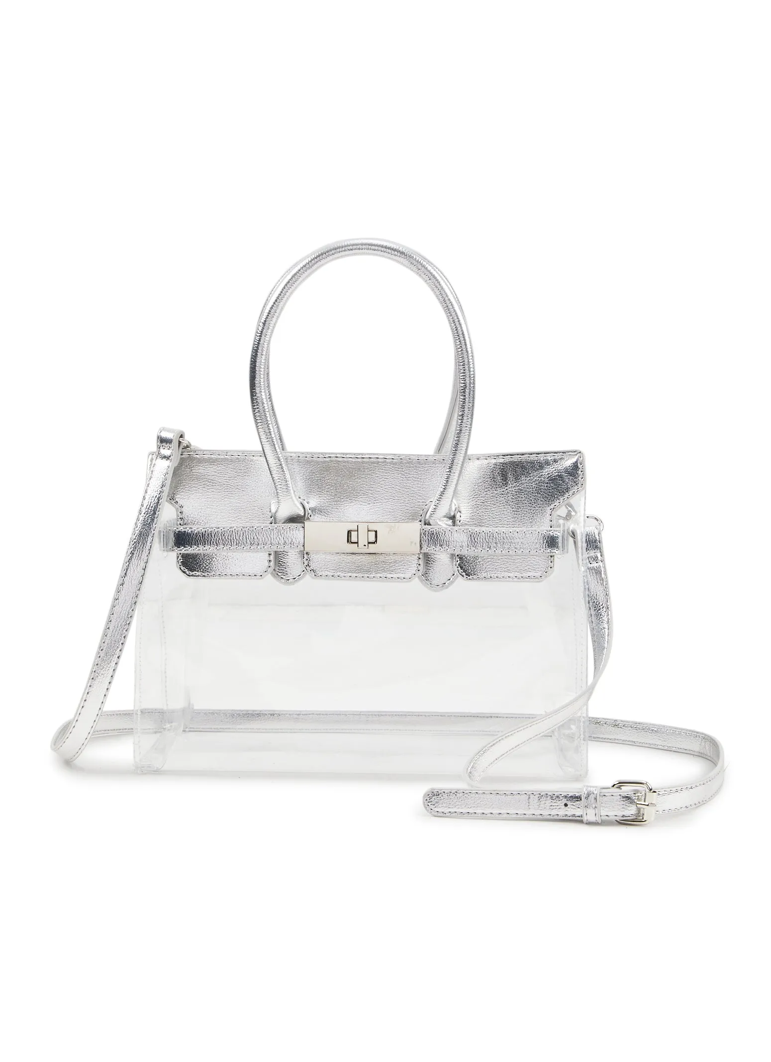 Faux Leather Handle Clear Clutch Bag sold by Rainbow product image thumbnail 2