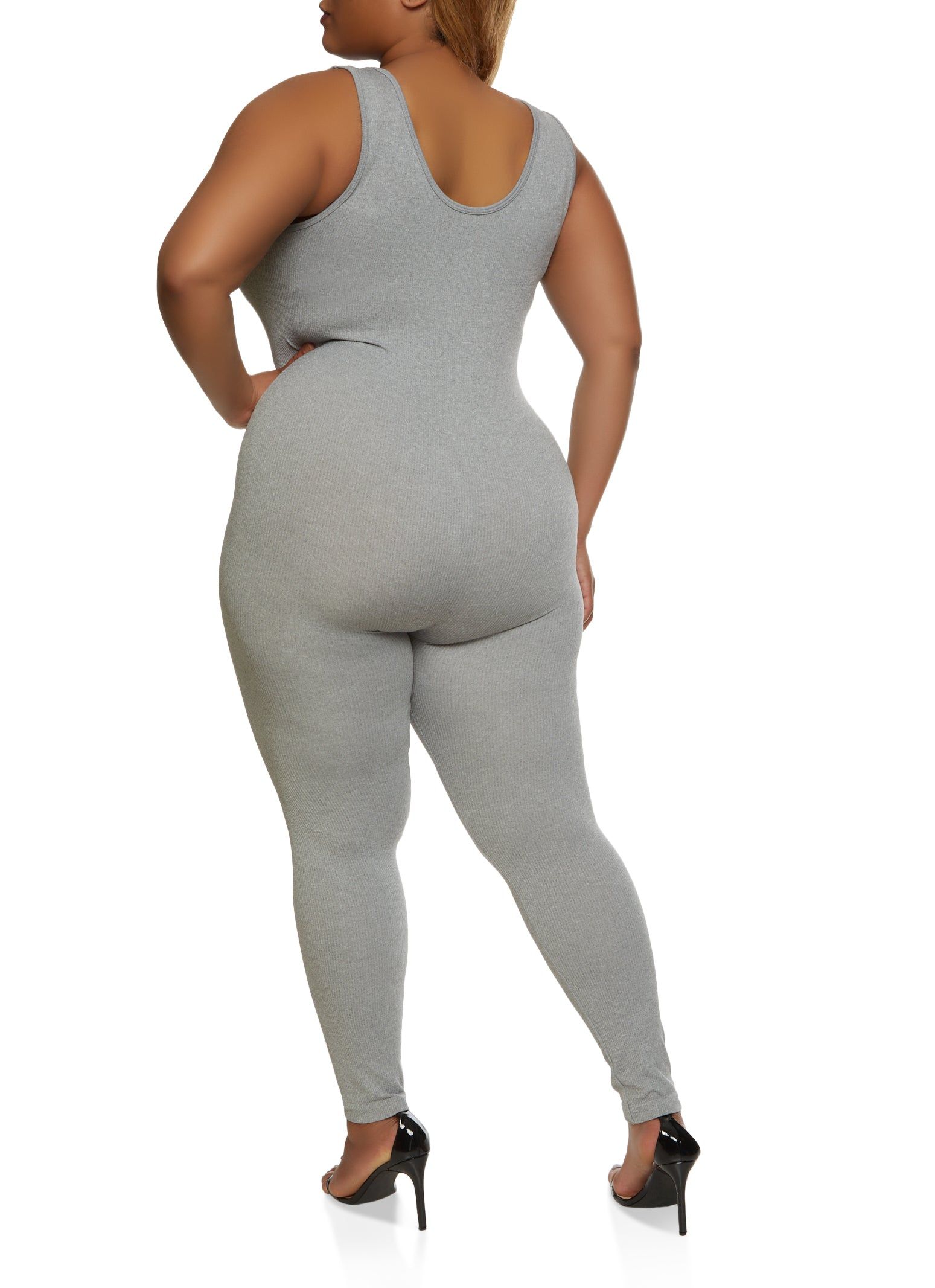 Plus Size Rib Knit Scoop Neck Catsuit sold by Rainbow product image thumbnail 2