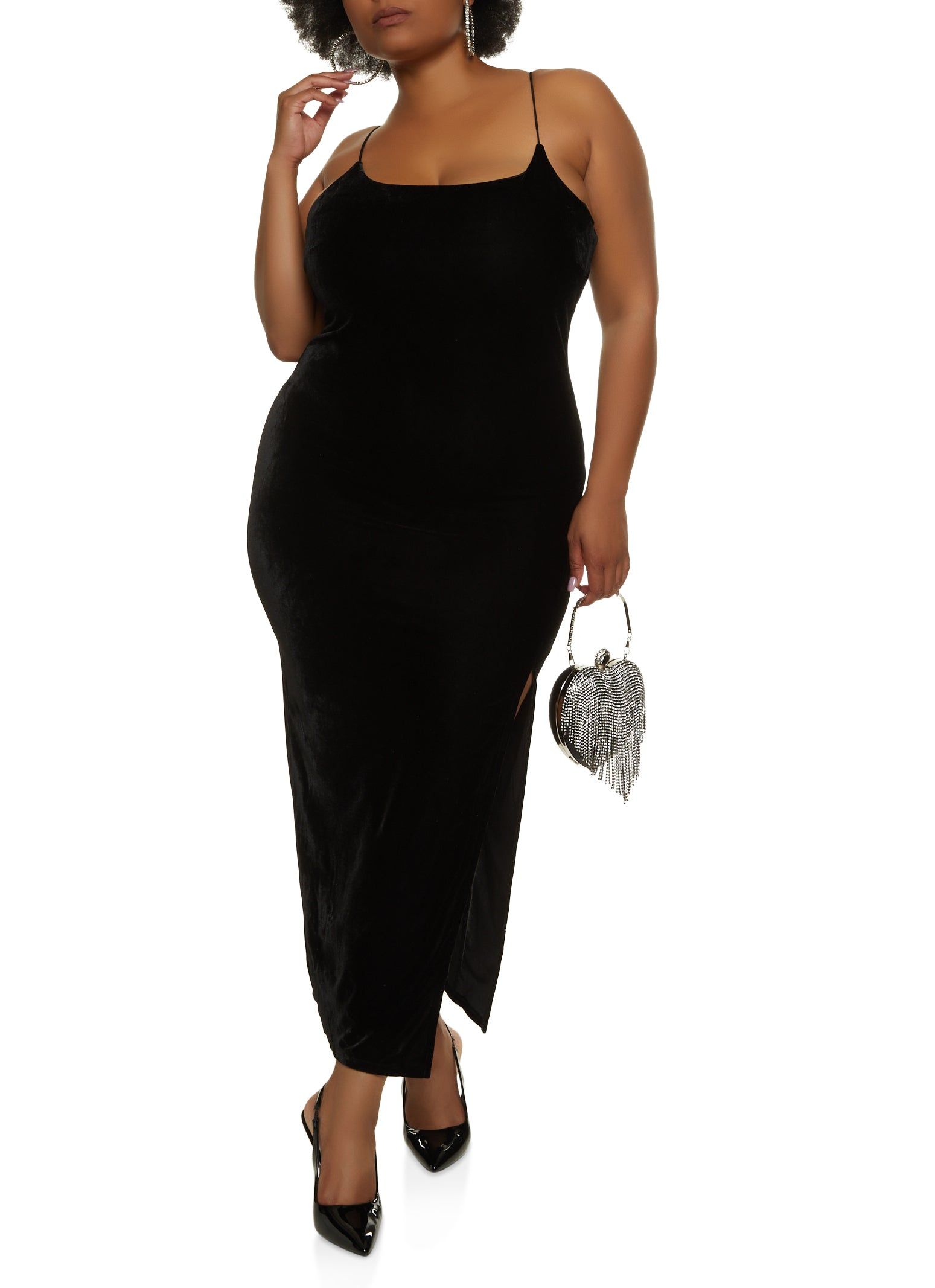 Plus Size Velvet Split Hem Maxi Dress sold by Rainbow product image thumbnail 2