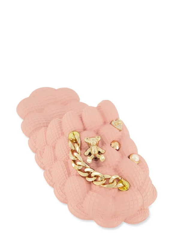 Rhinestone Charm Bubble Slides sold by Rainbow