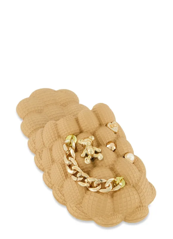 Rhinestone Charm Bubble Slides sold by Rainbow