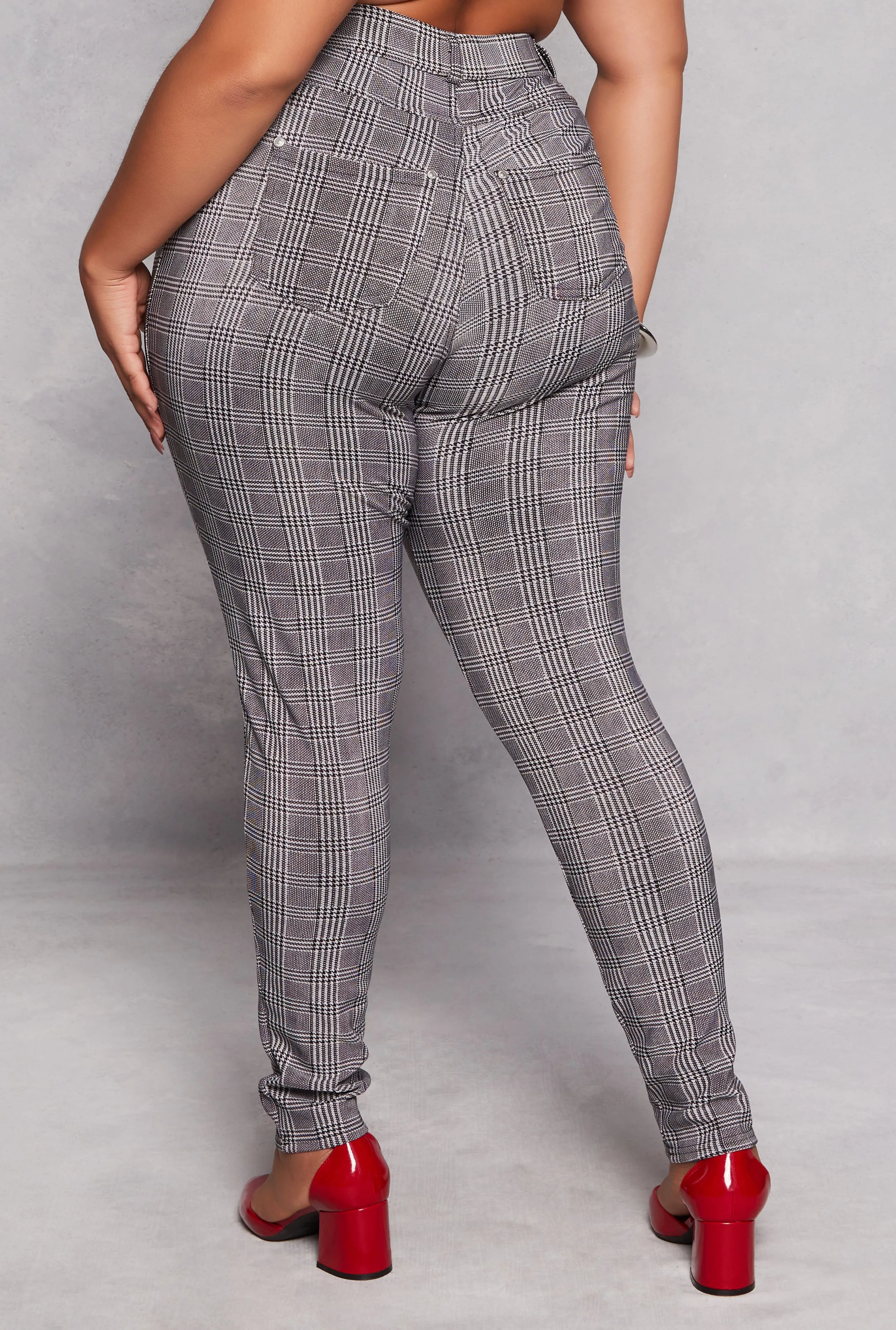 Plus Size Houndstooth Plaid High Waist Pants sold by Rainbow product image thumbnail 3