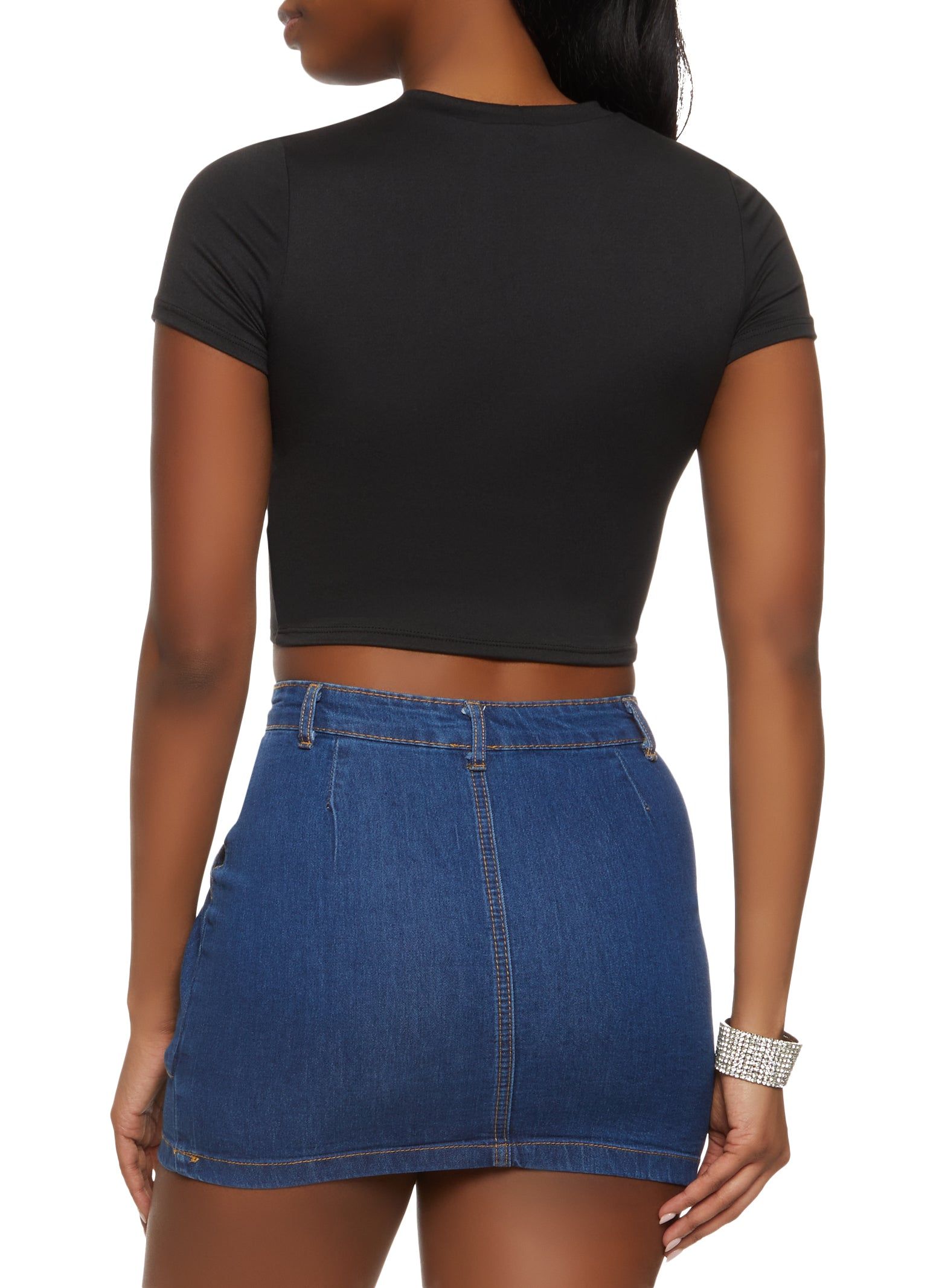 Me Me Rhinestone Graphic Crop Top sold by Rainbow product image thumbnail 2