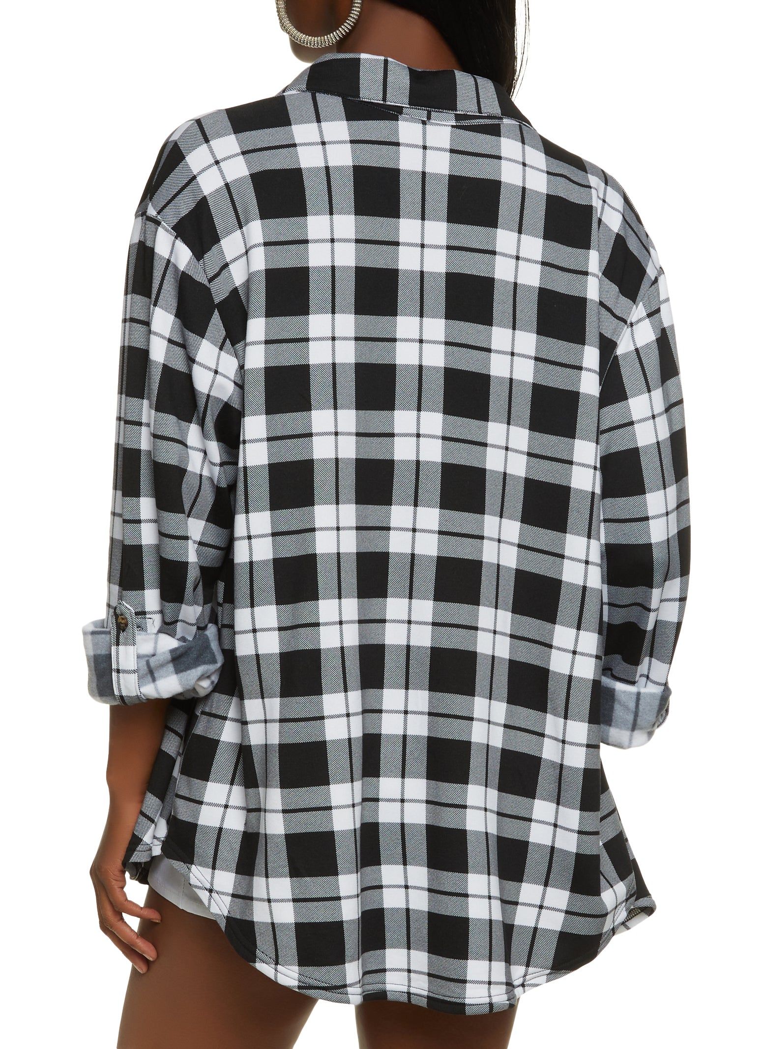 Plaid Button Front Tabbed Sleeve Shirt sold by Rainbow product image thumbnail 3